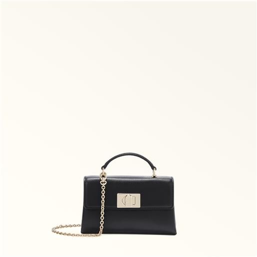 Furla 1927 borsa mini nero nero pelle stampata donna