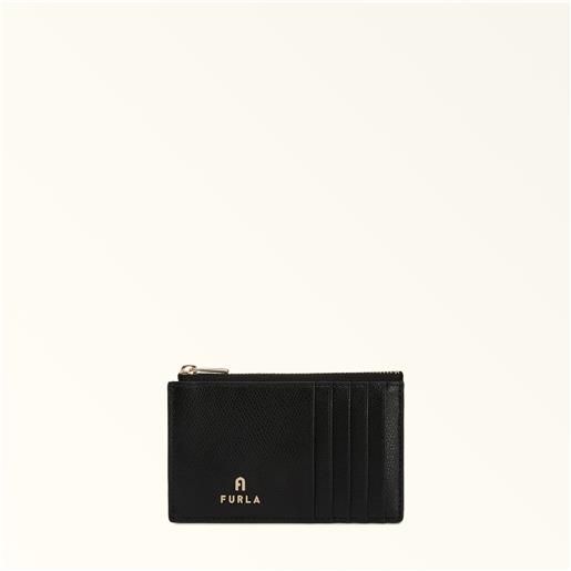 Furla camelia porta carte di credito nero nero pelle stampata donna