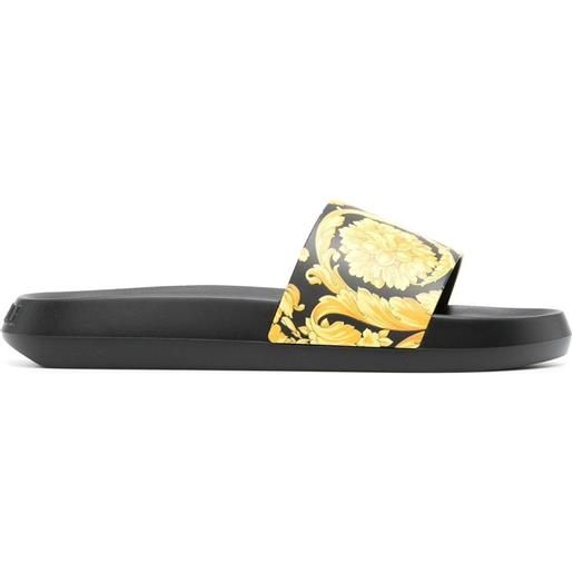 Versace sandali slides con stampa barocca - nero