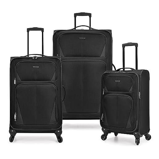 U.S. Traveler aviron bay - bagaglio espandibile, con ruote girevoli, bagagli espandibili con ruote girevoli, nero, 2 piece luggage, aviron bay - bagaglio espandibile con ruote girevoli