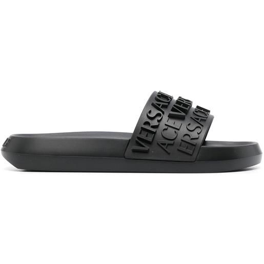 Versace sandali slides con logo - nero