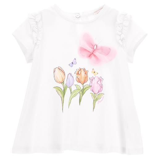 Monnalisa maxi t-shirt cotone stampa tulipani