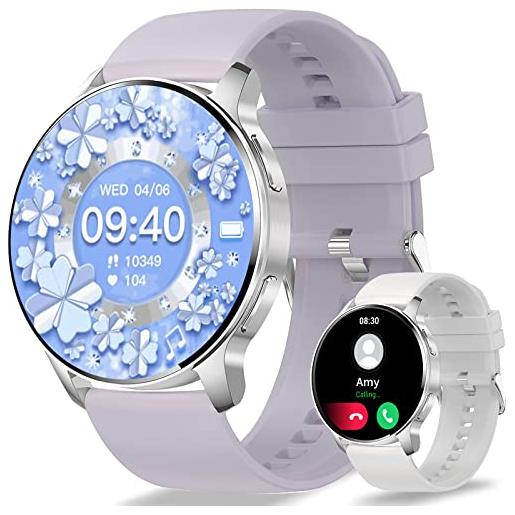 Fitonme smartwatch donna chiamata bluetooth e risposta vivavoce, 1,32 hd orologio smart watch fitness tracker con cardiofrequenzimetro, monitor del sonno, spo2, notifiche messaggi whatsapp per android ios