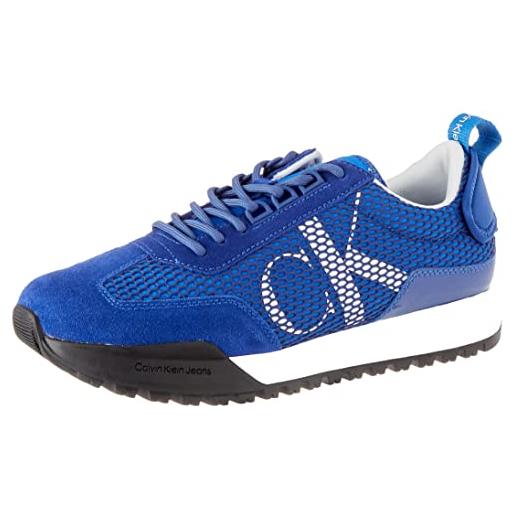 Calvin Klein Jeans sneakers da runner uomo toothy mesh scarpe sportive, blu (rich navy/imperial blu/white), 44 eu