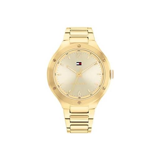 Tommy Hilfiger orologio analogico al quarzo da donna con cinturino in acciaio inossidabile dorato - 1782477