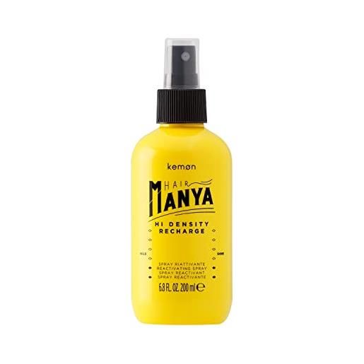 Kemon - hair manya hi density recharge, spray per capelli ricci, effetto anticrespo e ravvivante - 200 ml