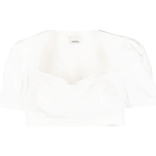 MARANT ÉTOILE top crop con maniche a palloncino - bianco