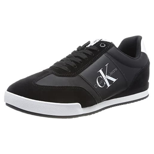Calvin Klein Jeans sneakers basse uomo mono essential scarpe, nero (black/white), 44 eu