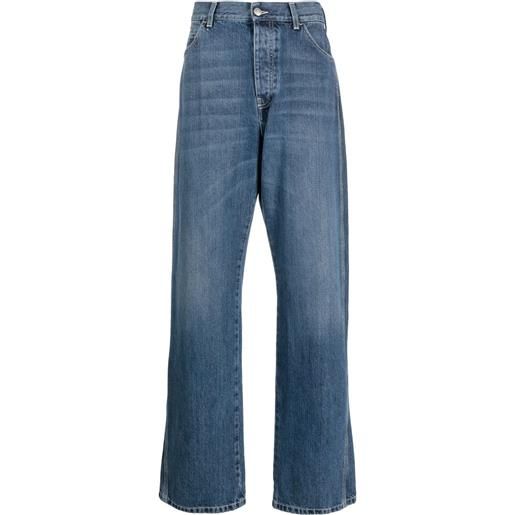 Alexander McQueen jeans a gamba ampia con inserti - blu