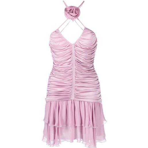 Blumarine abito corto plissettato con applicazione - rosa