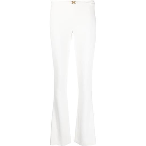 Blumarine pantaloni svasati con fibbia logo - bianco