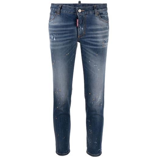 Dsquared2 jeans crop skinny con vita bassa - blu