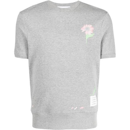 Thom Browne t-shirt a fiori - grigio