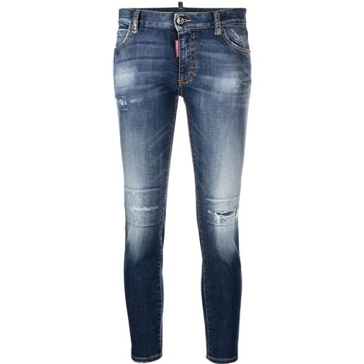 Dsquared2 jeans crop skinny a vita bassa - blu