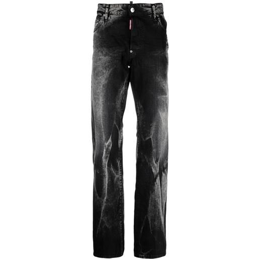 Dsquared2 jeans dritti con effetto schiarito - grigio