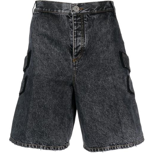 Balmain shorts denim con lavaggio acido - blu