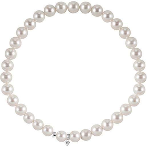 Salvini bracciale in oro bianco con perle giapponesi bianche e chiusura con diamante 750/800