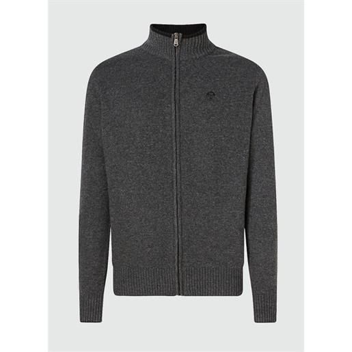 North Sails full zip 7gg dark grey mel maglia zip misto lana antracite uomo