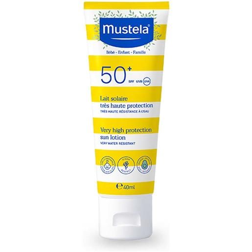 Mustela Sole mustela latte solare spf50+ protezione molto alta viso e corpo per bambini, 40ml