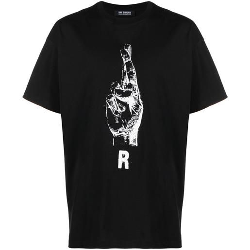 Raf Simons t-shirt con stampa mano - nero