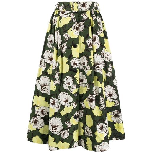 MSGM gonna hibiscus con stampa camouflage - verde