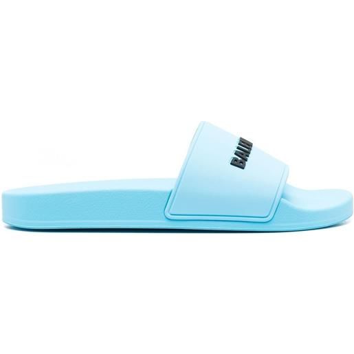 Balenciaga sandali slides con logo in rilievo - blu