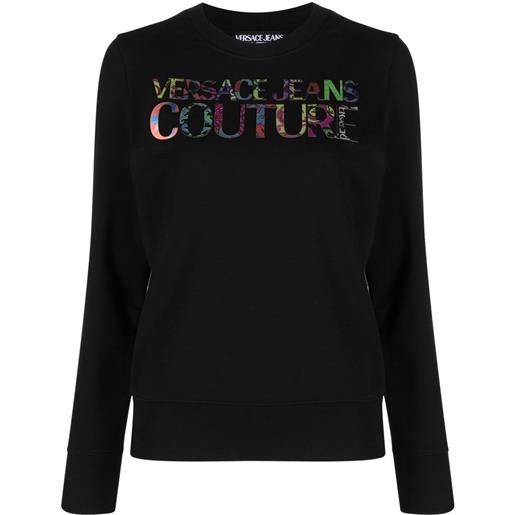 Versace Jeans Couture felpa girocollo con applicazione - nero