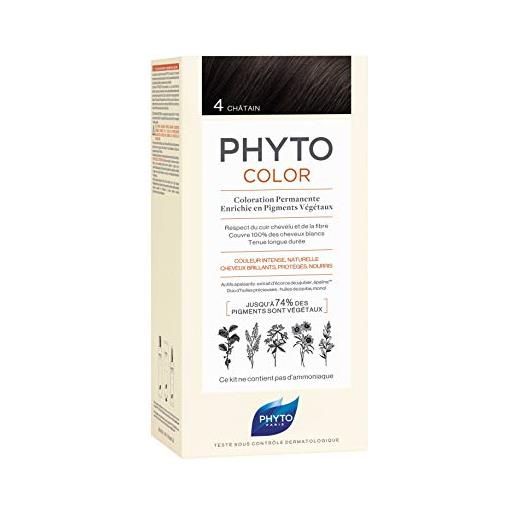Phyto Phytocolor 4 castano colorazione permanente senza ammoniaca, 100 % copertura capelli bianchi