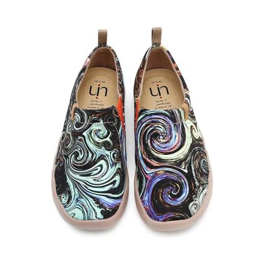UIN scarpe espadrillas casual slip on mocassini donna estive art dipinte colorate basse sneakers tela da passeggio, 39 eu