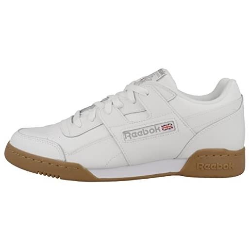 Reebok workout plus, sneaker uomo, white/grey/gum, 39 eu