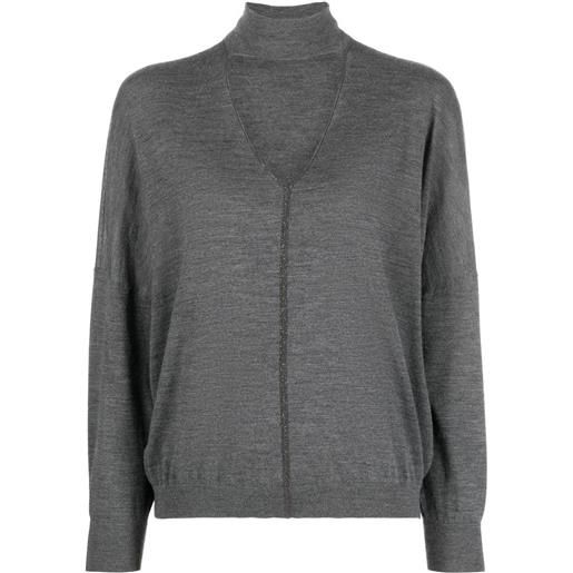 Brunello Cucinelli maglione con catena monili - grigio