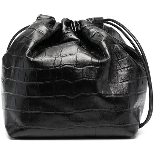 Jil Sander borsa a tracolla con effetto pelle di coccodrillo goffrato - nero
