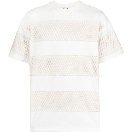 MSGM t-shirt con inserto a rete - bianco