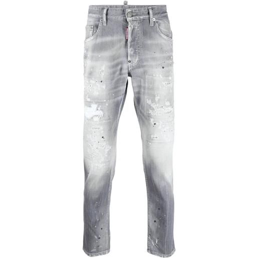 Dsquared2 jeans dritti con lavaggio acido - grigio