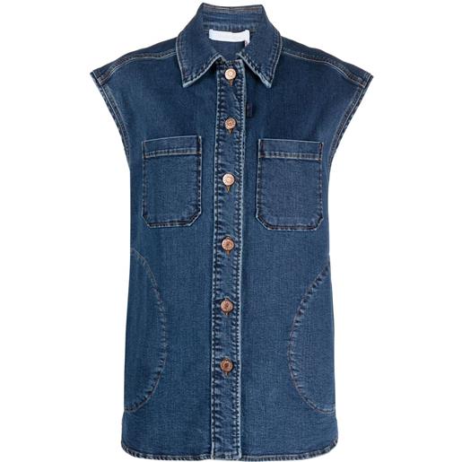 See by Chloé giacca denim con maniche ad aletta - blu