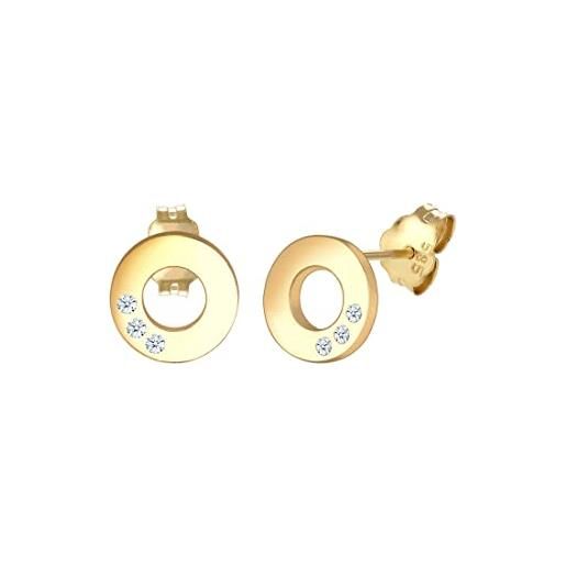 Elli diamonds orecchini donne signore borchie cerchio geo elegante con diamante (0,03 ct. ) in 585 oro giallo