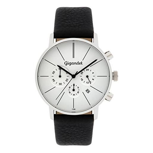 Gigandet minimalism orologio uomo cronografo analogico quartz argento nero g32-001
