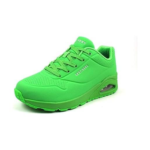 Skechers 73690 grn, sneaker donna, maglia durabuck verde, 36.5 eu