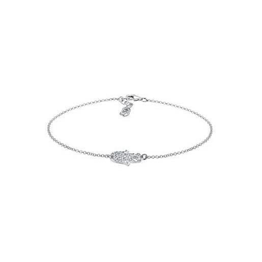 Elli bracciale da donna in argento 925 con cristallo bianco, mano di fatima