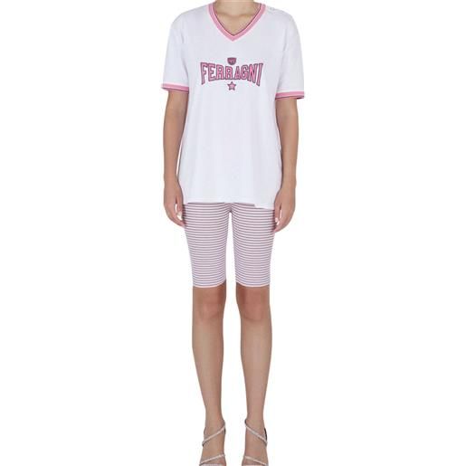 CHIARA FERRAGNI pigiama bianco e rosa