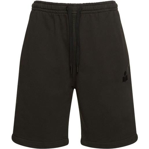 MARANT shorts in felpa di cotone con logo floccato