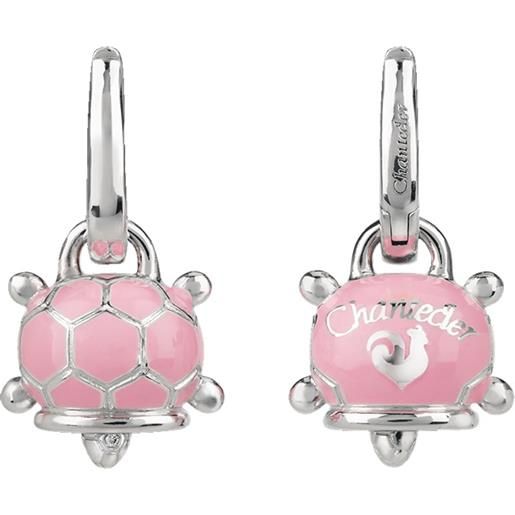 Chantecler / et voilà / orecchini campanella tartaruga piccoli / argento, smalto rosa e diamanti