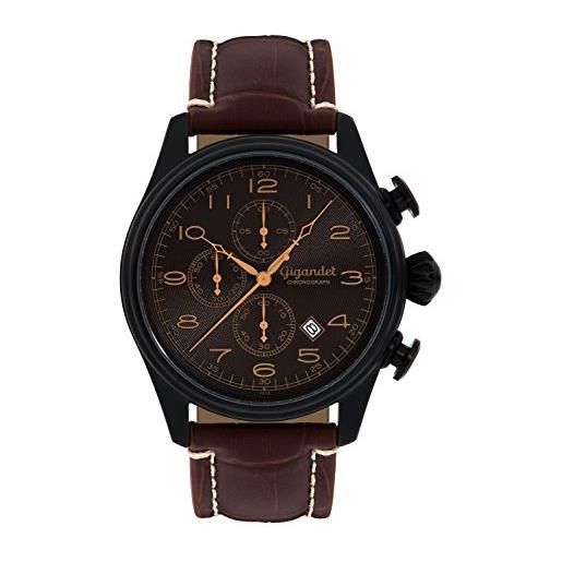 Gigandet timeless orologio uomo cronografo analogico quarzo nero marrone g41-005