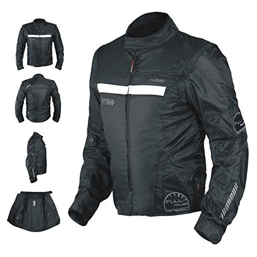 A-Pro giacca moto manica staccabile tessuto protezioni ce sfoderabile gilet nero xl