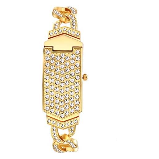 JewelryWe orologio da polso da donna con diamante luminoso, orologio alla moda, aperto, regalo lusso