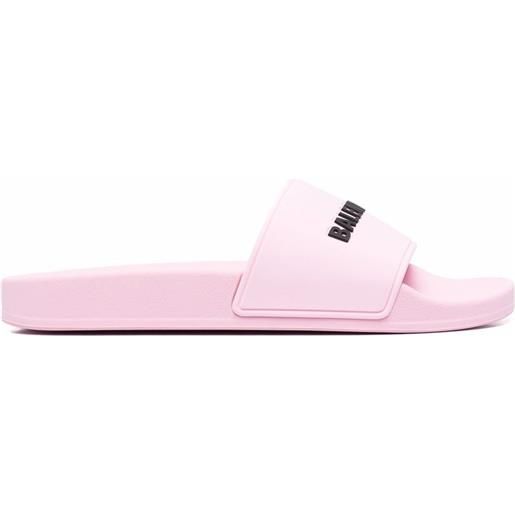 Balenciaga sandali slides con logo goffrato - rosa