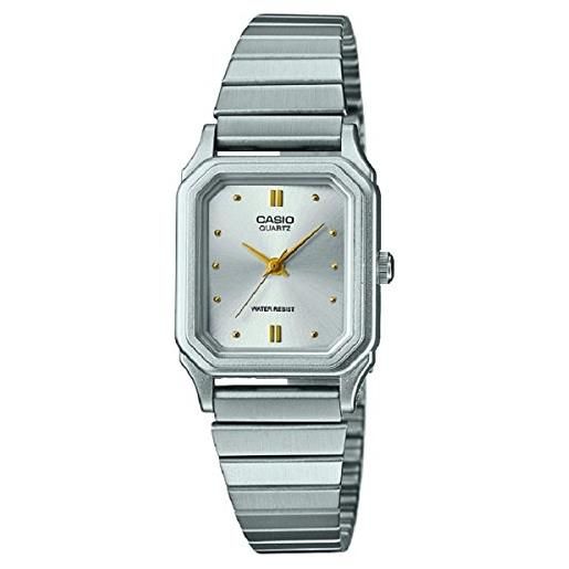 Casio orologio quarzo donna, misura cassa 23.00mm con quadrante argento analogico e cinturino argento in cinturino in metallo lq-400d-7aef