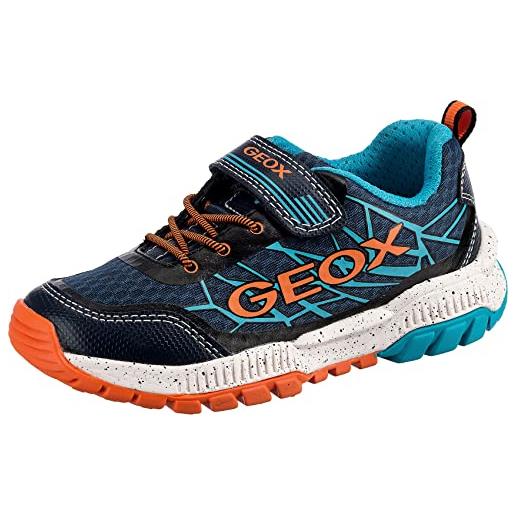 Geox j tuono boy b, sneakers bambini e ragazzi, blu (navy/orange), 30 eu