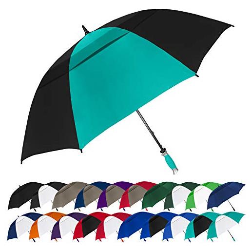 STROMBERGBRAND UMBRELLAS the vented typhoon tamer - ombrello da golf unisex, 157,5 cm, antivento, impermeabile, qualità professionale, portatile, per uomini e donne, teal blu/nero, large, il tifone