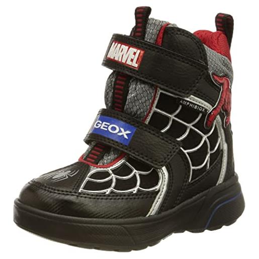 Geox j sveggen boy b abx, stivaletti bambini e ragazzi, nero/rosso (black/red), 33 eu